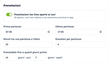Dashboard ASMO: prima e ultima partenza, minuti tra le partenze e giocatori per partenza